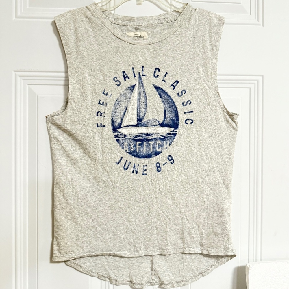Abercombie & Fitch Tank Tee‎ Shirt Coastal Preppy Sail Breathable